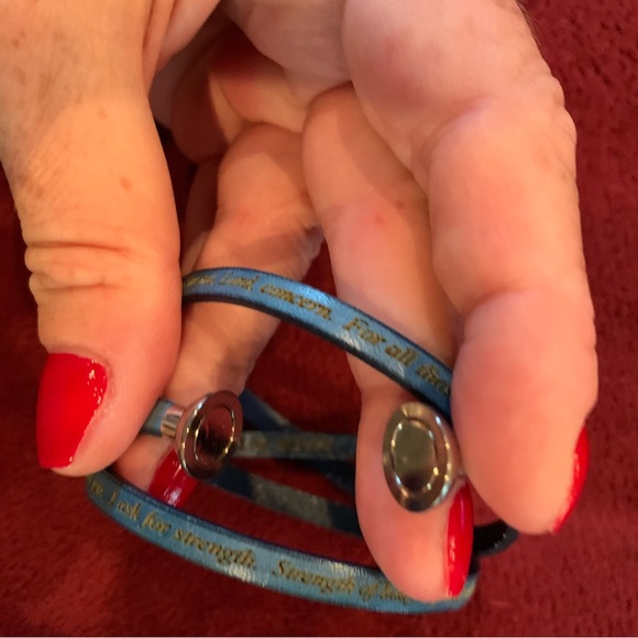 First Responder Police Firefighter Prayer Bracelet Blue Leather Wrap Bracelet - Picture 5 of 5
